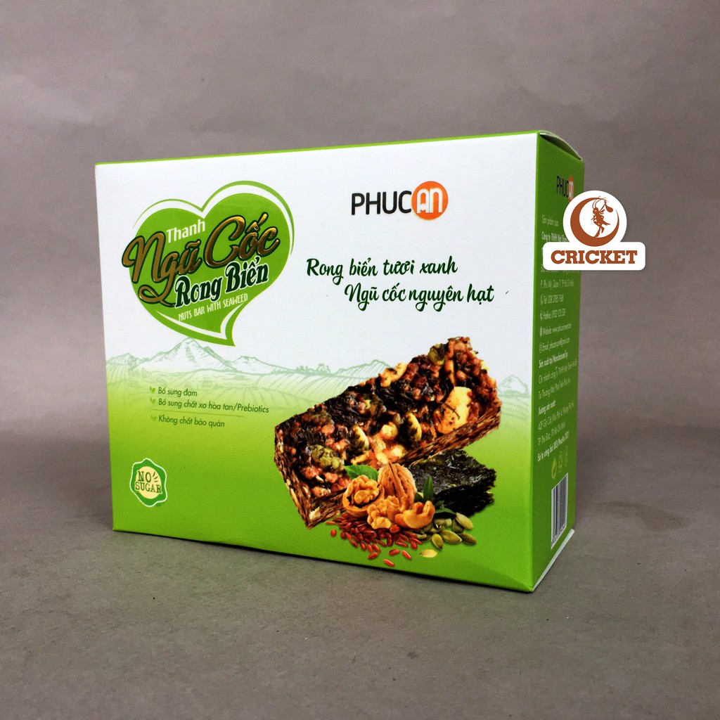 Thanh Ngũ Cốc Rong Biển Phúc An Ngũ Cốc mềm dẻo Thơm Ngon Rong Biển Hảo Hạng - Hộp 5 Thanh (5 thanh x 22g)