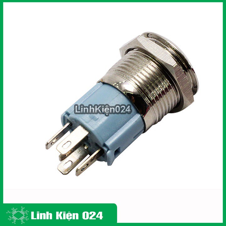 Nút Nhấn Đề Sắt Chống Nước Có Đèn Báo 12VDC-16mm Nhấn Giữ