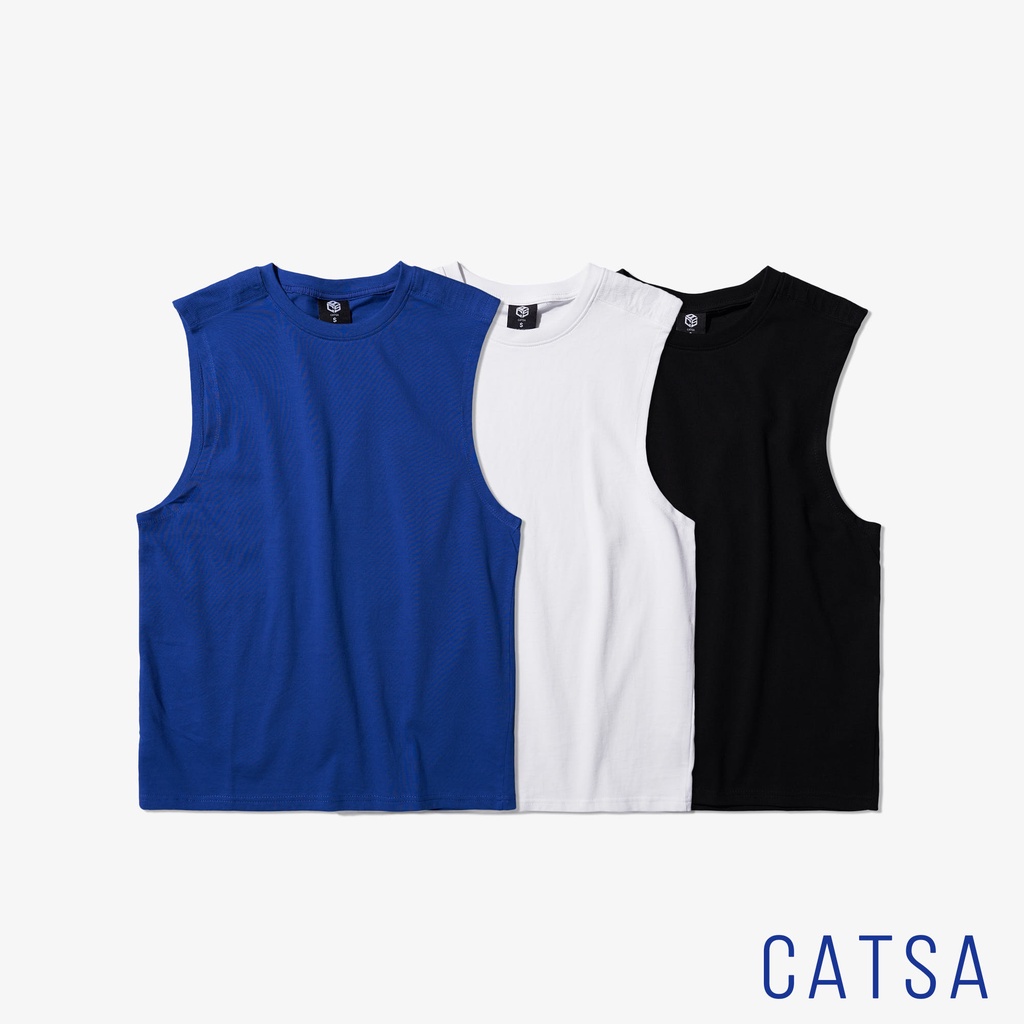 Áo thun ba lỗ nam, nữ form oversize, thun cotton mềm mại mặc thoải mái, thoáng mát CATSA ATT037-038-040