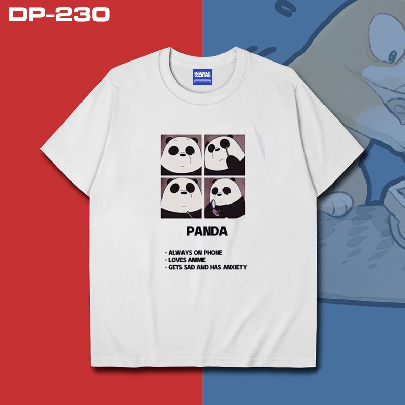 Áo Thun Nam Nữ Tay Lỡ Unisex Phông Trơn Oversize Form Rộng Basic Tee HìnhCLASSIC Hình Panda 4 ô