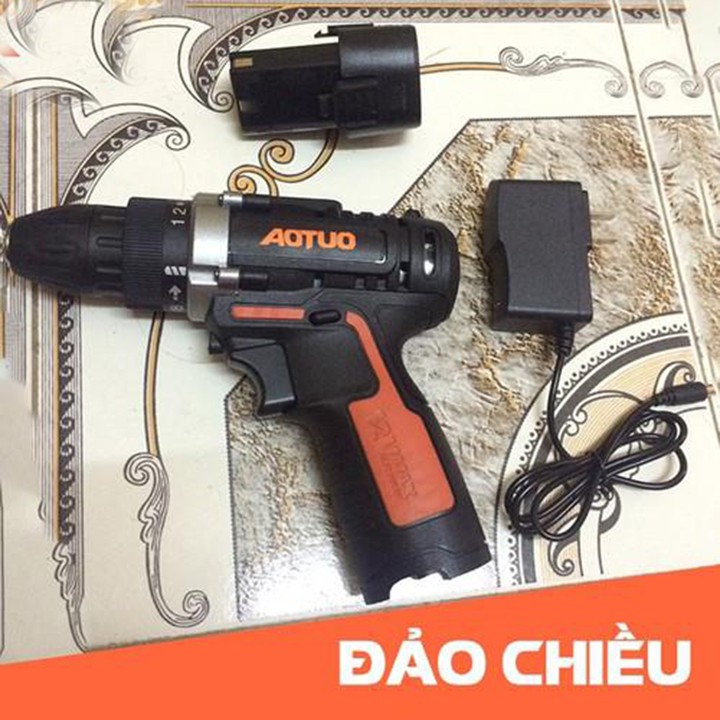 Máy Khoan Pin Cầm Tay AOTUO 12V Kiêm Máy Bắt Ốc Vít, Máy Khoan Mini Không Dây Dùng Pin Sạc - Bảo Hành 1 Năm