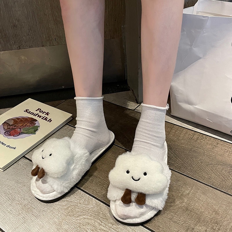 Dép bông đi trong nhà chống trượt hình đám mây xinh xắn cho nữ