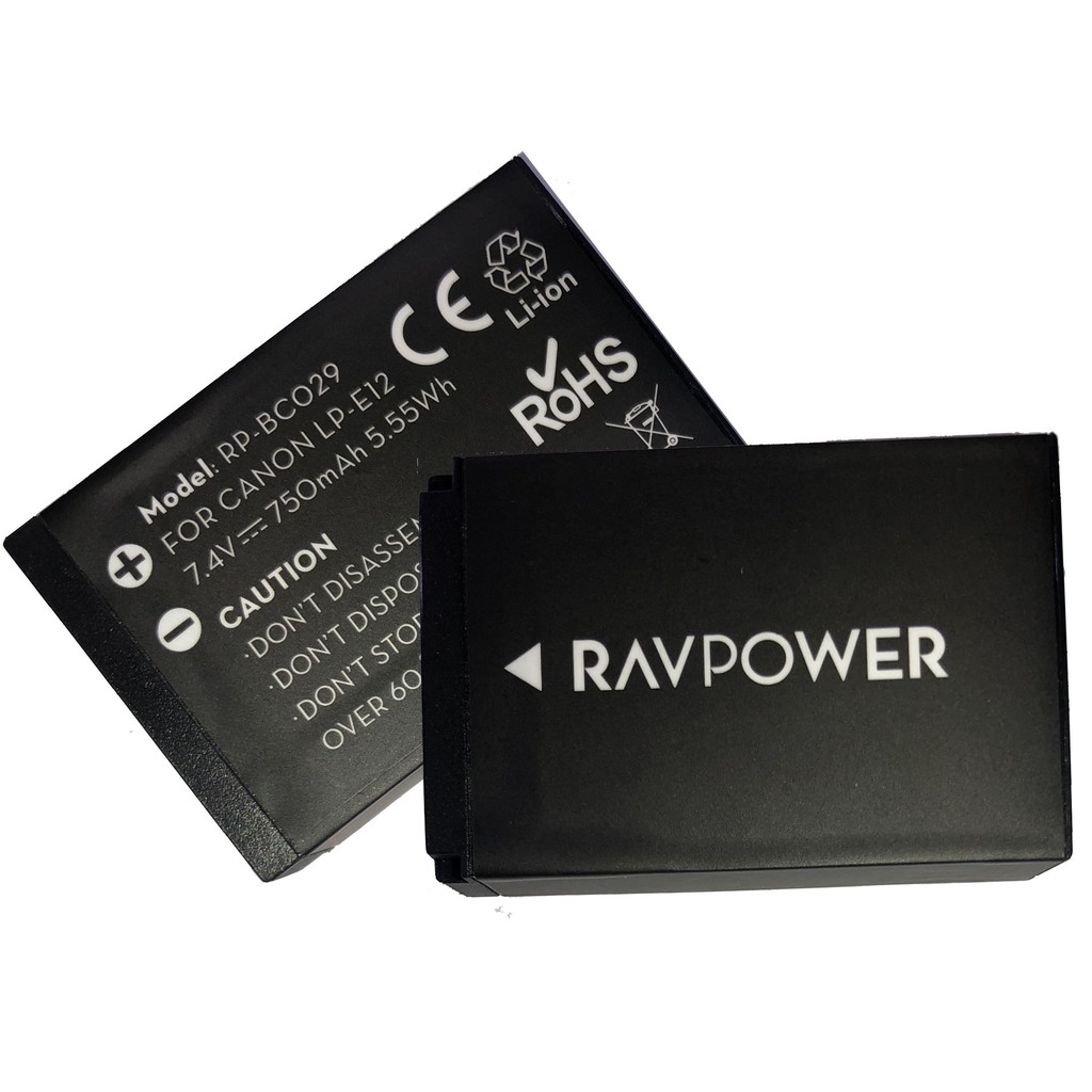 Bộ 2 pin 1 sạc máy ảnh Ravpower cho Canon LP-E12