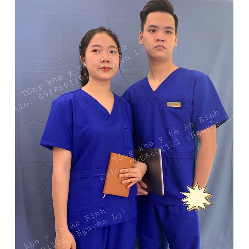 Bộ Scrubs cổ tim phòng mổ,  đồng phục Spa, phòng khám, Bác Sĩ, quần áo phòng mổ, đồng phục phẫu thuật VẢI THƯỜNG