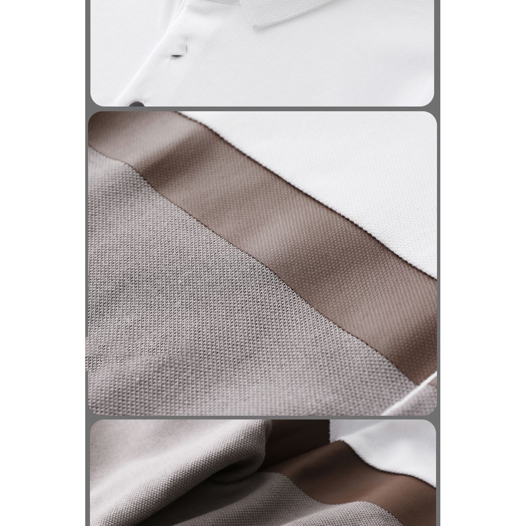 Áo thun có cổ nam vải cotton phối kẻ cá tính trẻ trung năng động vải sịn không phai màu | BigBuy360 - bigbuy360.vn
