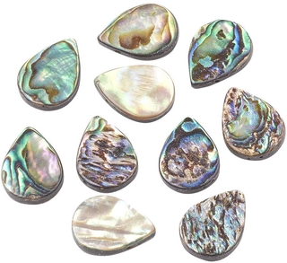 10 vỏ bào ngư/ vỏ Paua hình trái tim đầy màu sắc 14x14x4mm lỗ: 1.2mm