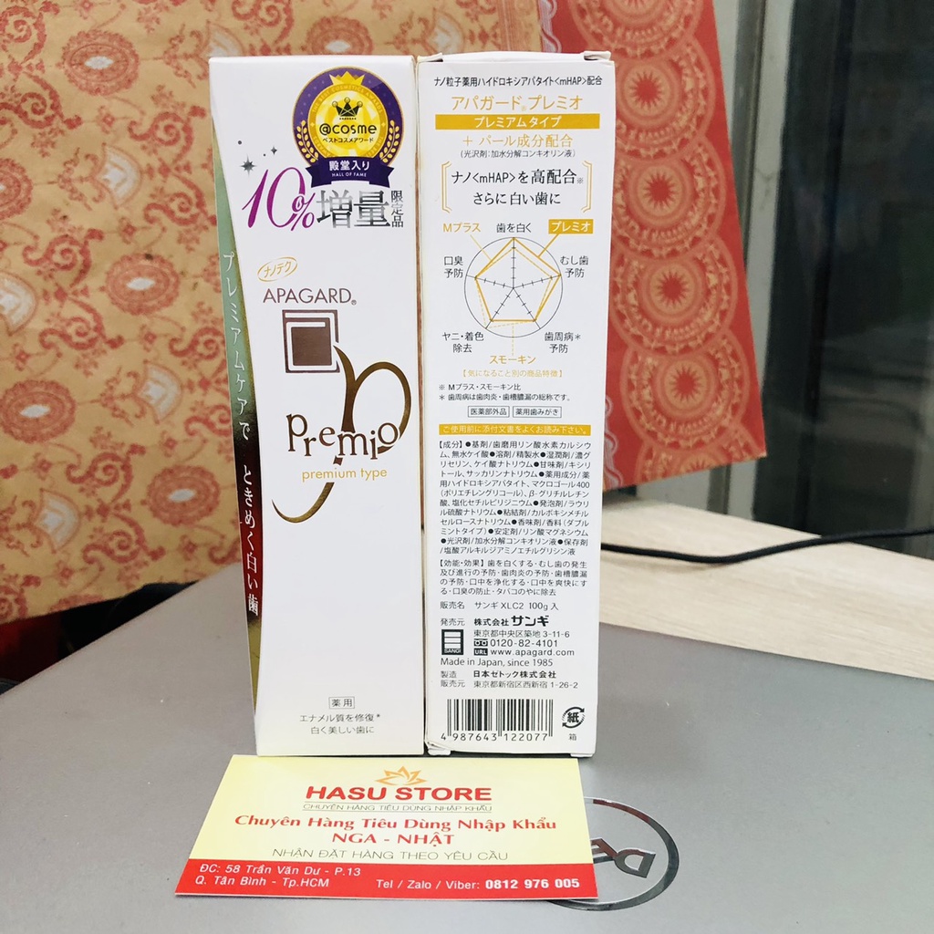 Kem đánh răng Apagard Nhật Bản cho người hút thuốc 100g