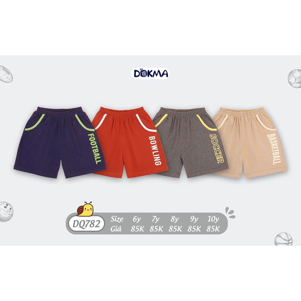 (6-10y) Quần đùi cotton thể thao cho bé DQ782 - DOKMA