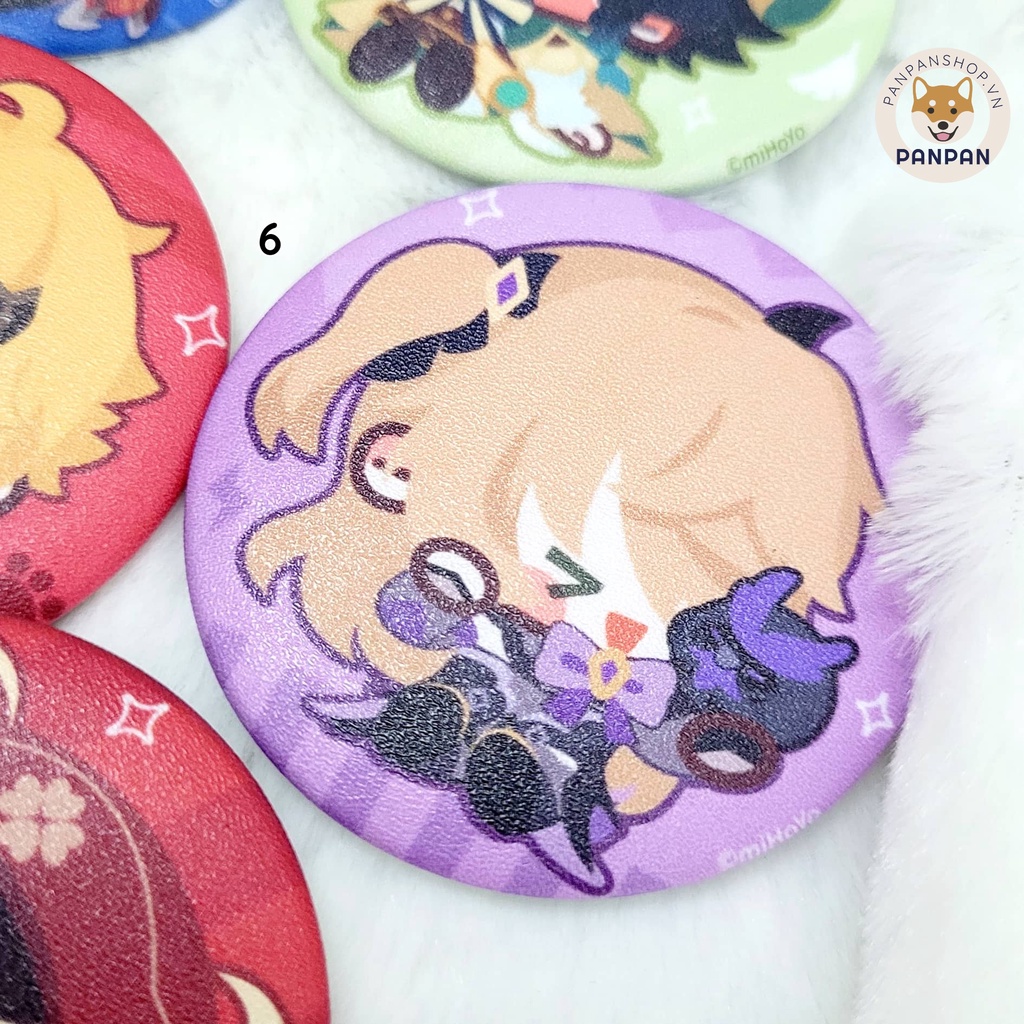 Huy Hiệu Genshin Impact Chibi Mắt Đậu