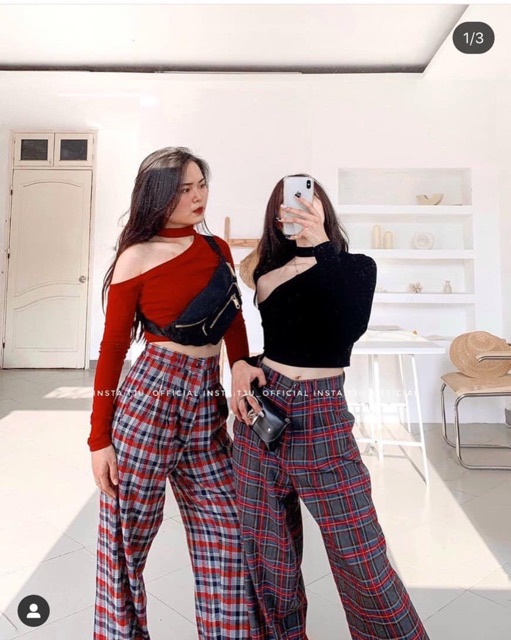 Áo thun croptop tay dài khoét vai choker (kèm ảnh thật)