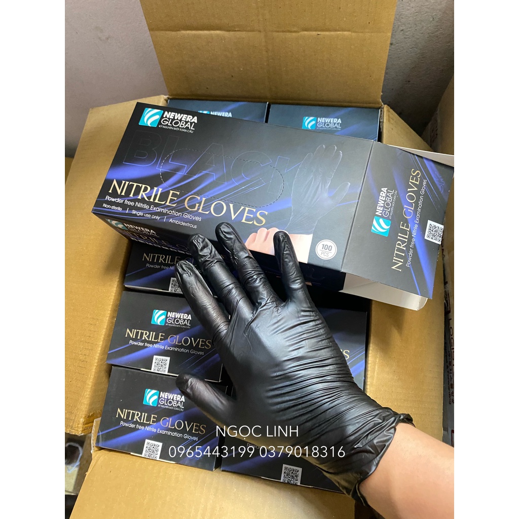Găng Tay Y Tế Không Bột Màu Xanh, Đen, Trắng Hộp 100 Chiếc Dùng Phun Xăm, Xăm Hình, Xăm Thẩm Mỹ 50 đôi