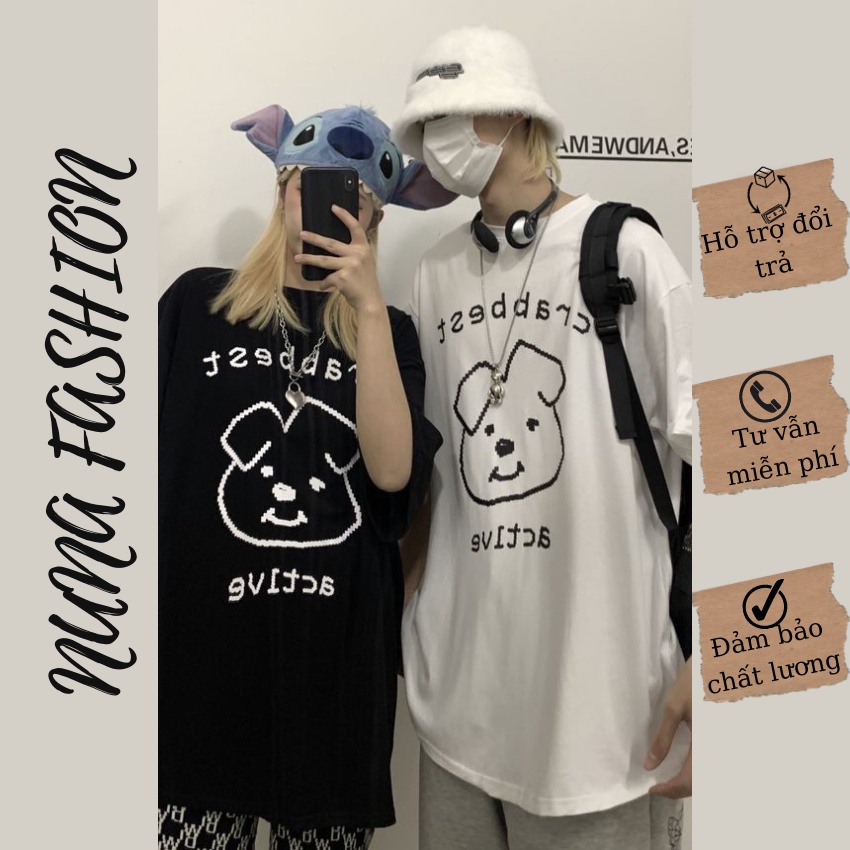 Áo thun nam nữ áo phông nam nữ đẹp unisex form rộng tay ngắn in hình gấu cổ tròn NUNA FASHION  AT04 áo cặp, áo đôi đẹp