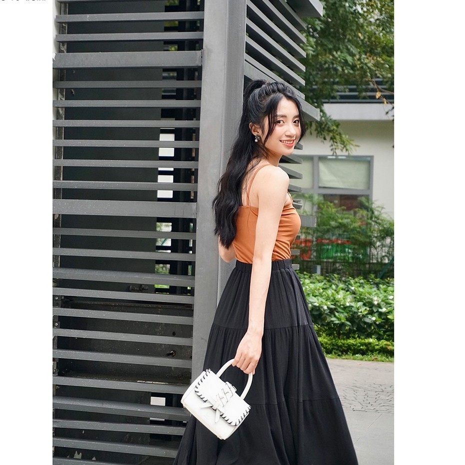 Chân váy Xèo dài ba tầng Qua Gối Madela kiểu điệu Có lót xịn xò, Váy đầm dài qua gối kiểu dáng vintage CVD3T | BigBuy360 - bigbuy360.vn