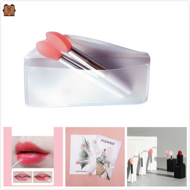 Set 5 Cọ Son Môi Tay Cầm Bằng Silicon Màu Trắng Cho Nữ