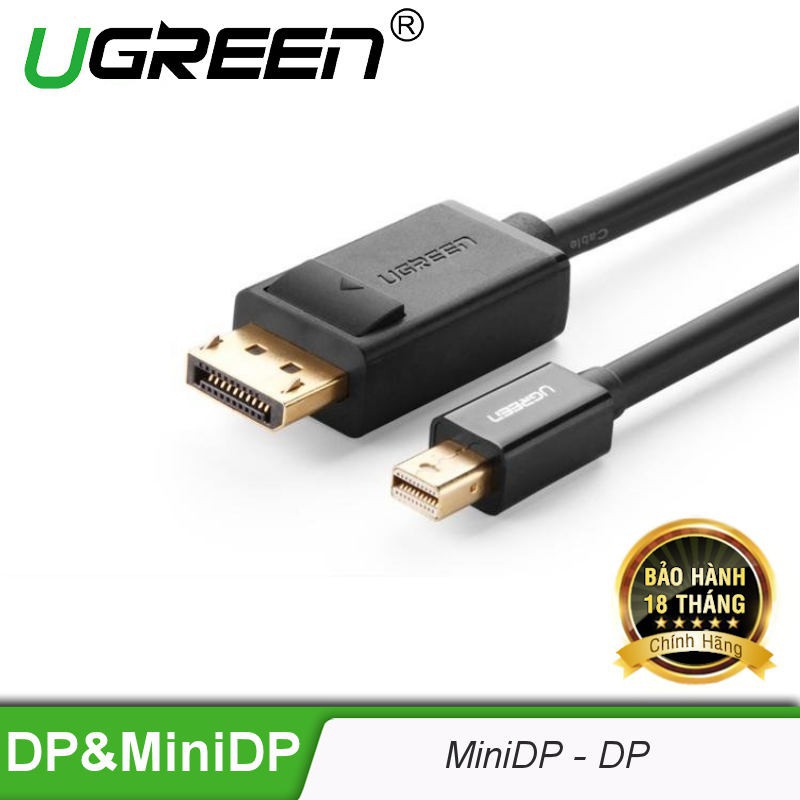 Cáp Mini DisplayPort đực sang Displayport đực chính hãng UGREEN MD105 - Hàng Chính Hãng