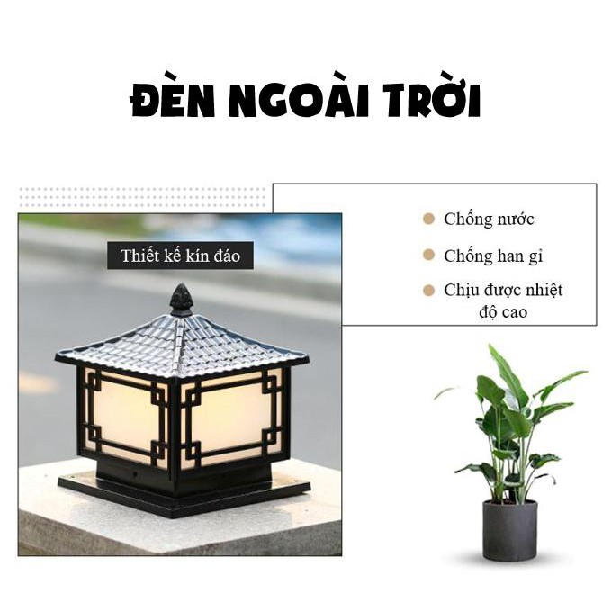 Đèn trụ cổng, đèn trụ sân vườn trang trí ngoại thất 7165-BK