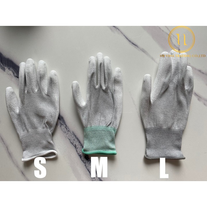 Găng tay sợi carbon phủ PU lòng bàn tay chống tĩnh điện