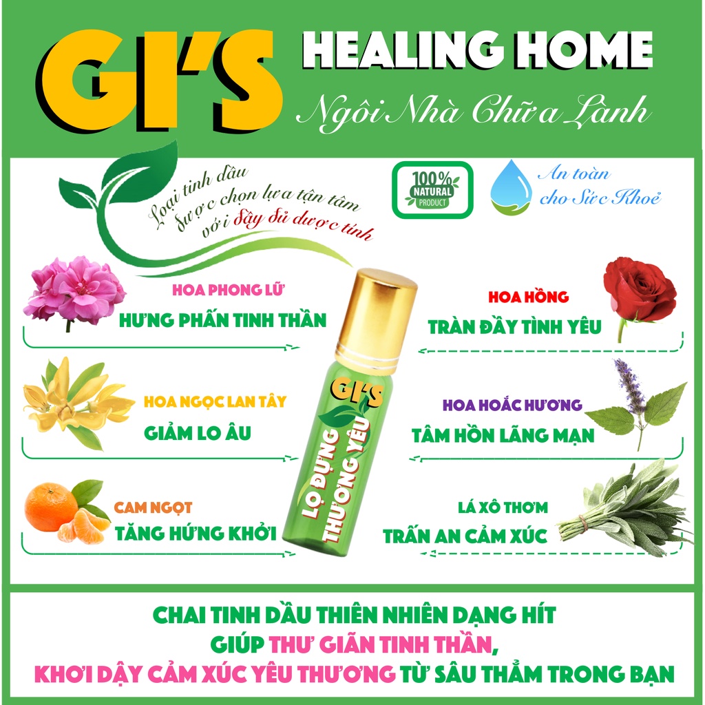 Lọ Đựng Thương Yêu GI’S Healing Home – Ống Hít Tinh Dầu Lan Toả Yêu Thương - Tinh Dầu Thiên Nhiên đầy đủ Dược Tính