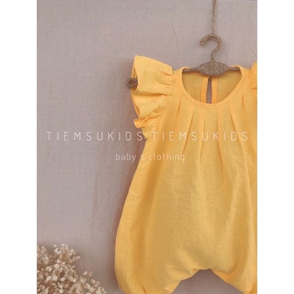 HÀNG TRẺ EM THIẾT KẾ - áo liền quần dáng đùi  nhún vai cánh tiên cho bé gái