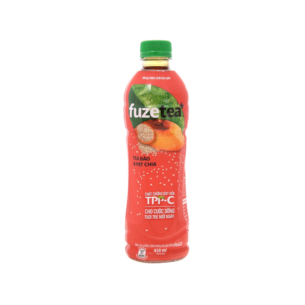 Trà đào/ chanh dây và hạt chia Fuze Tea 450ml