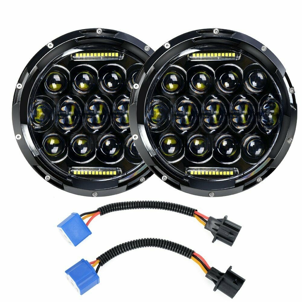 Đèn pha LED hình tròn 7 inch với DRL kèm bộ chuyển đổi cho nhiều loại xe