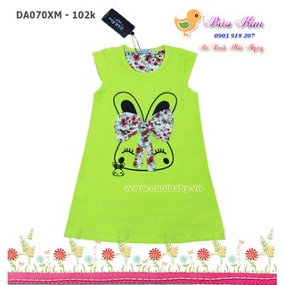 Đầm thun in thỏ đính nơ (10-25kg)