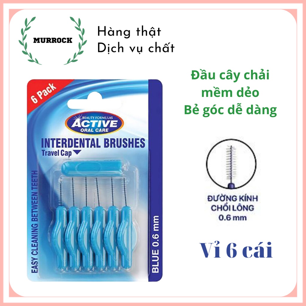 Bàn chải kẽ răng Beauty Formulas Active Interdental Brushes làm sạch kẽ răng UK Anh Quốc  0.45 - 0.6mm