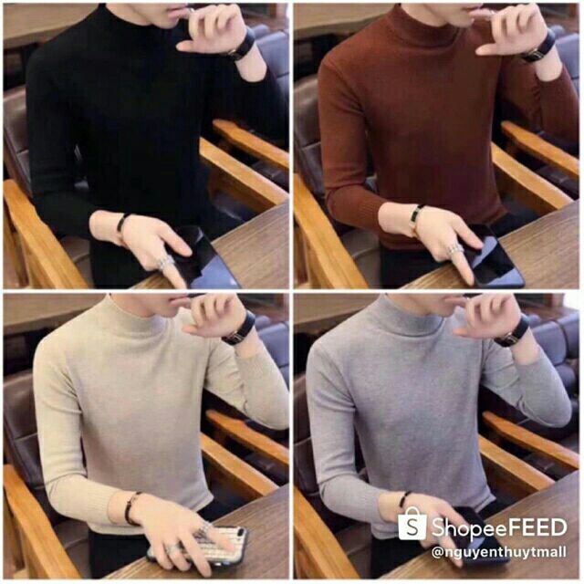 Áo len nam cổ 3 phân
