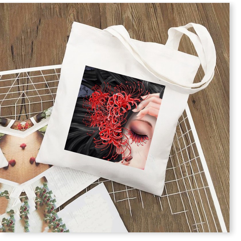 TÚI TOTE VẢI BỐ ĐEO VAI CANVAS HOA BỈ NGẠN Thời trang AOMIVN SKU 015 vuhuyen store
