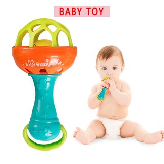 1 pcs Fun games baby soft rubber teether rattle rod multi-functional baby rattle stick with teether baby hand holding toy
