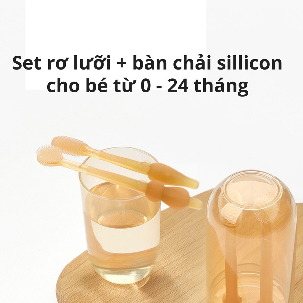 Tưa lưỡi silicon cho bé từ 0 - 2 tuổi, vệ sinh răng miệng chống hoen gỉ, sâu răng cho bé