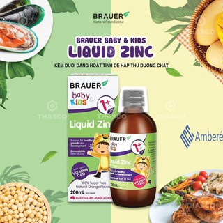 Bổ Sung Kẽm BRAUER KIDS LIQUID ZINC Cho Bé Trên 1 Tuổi 200ml