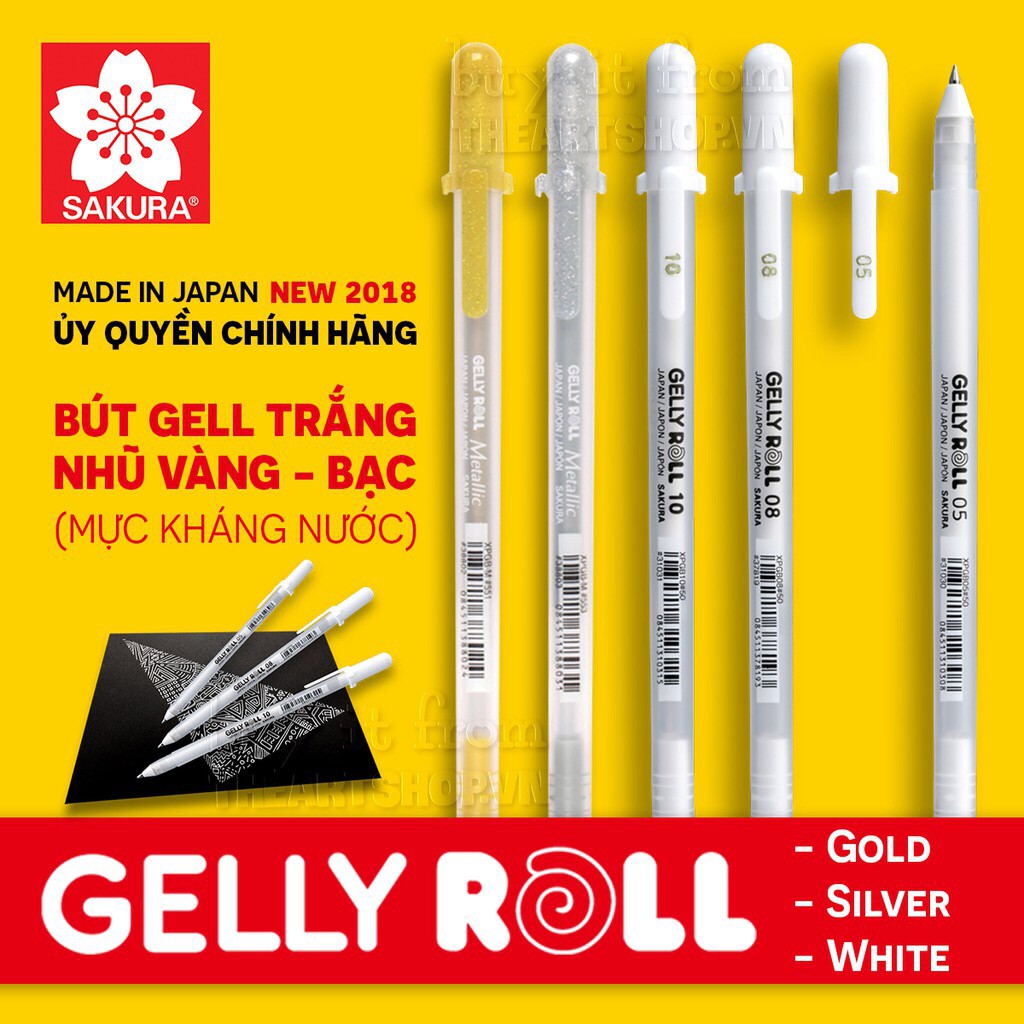 BÚT GEL TRẮNG SAKURA ROLL NÉT 0.8/0.5/1.0