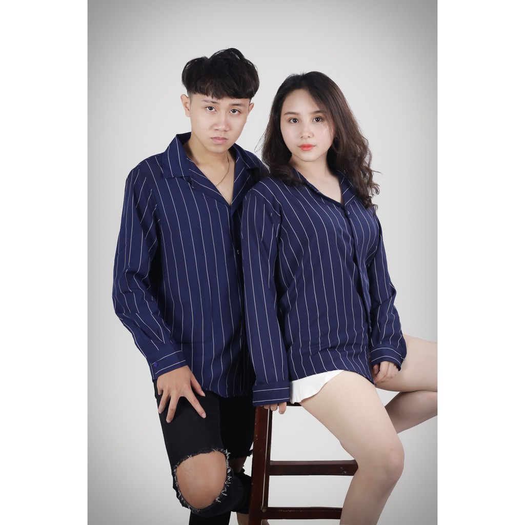 Áo Sơ Mi Sọc Dài Tay lụa nam nữ unisex BTS đôi [MỚI] (𝟏𝟎 𝐦𝐚̀𝐮) -Hàng nhập khẩu