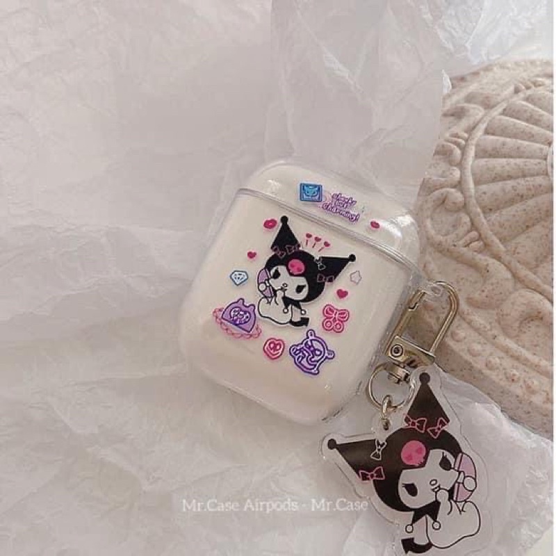 Case Airpods 1/2 /Pro Vỏ Ốp Tai Nghe Hình Hoạt Hình Kuromi  Kèm Móc - Mr.Case AirPods