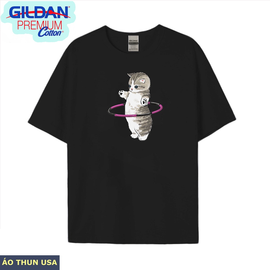 Áo Thun US Cotton 100% Nam Nữ In Hình MÈO GIẢM CÂN DỄ THƯƠNG KTS FULLHD Thời Trang Trẻ Trung