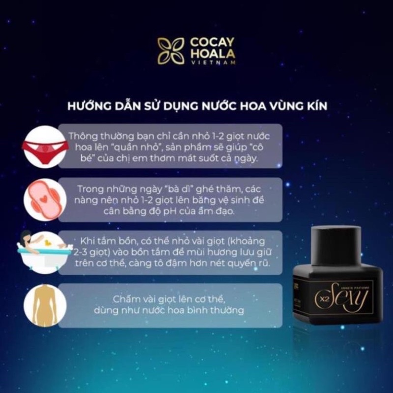 Nước hoa vùng kín X2 Sexy Cocayhoala 5ml khử mùi, làm thơm, hồng, se khít vk