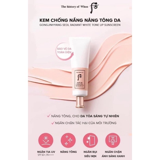 10 gói kem chống náng Whoo trắng lên tone date 2025