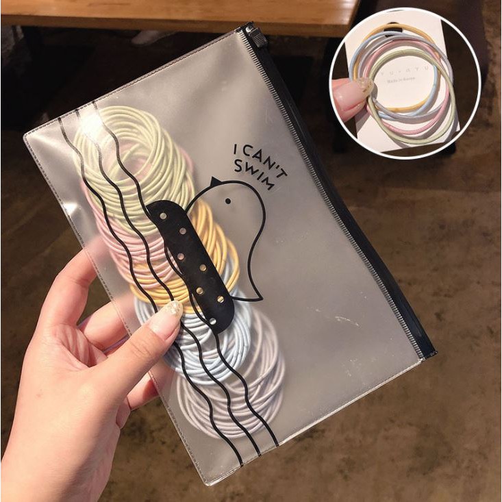 Set 100 Chun Buộc Tóc túi Zip Nhiều Màu Siêu HOT