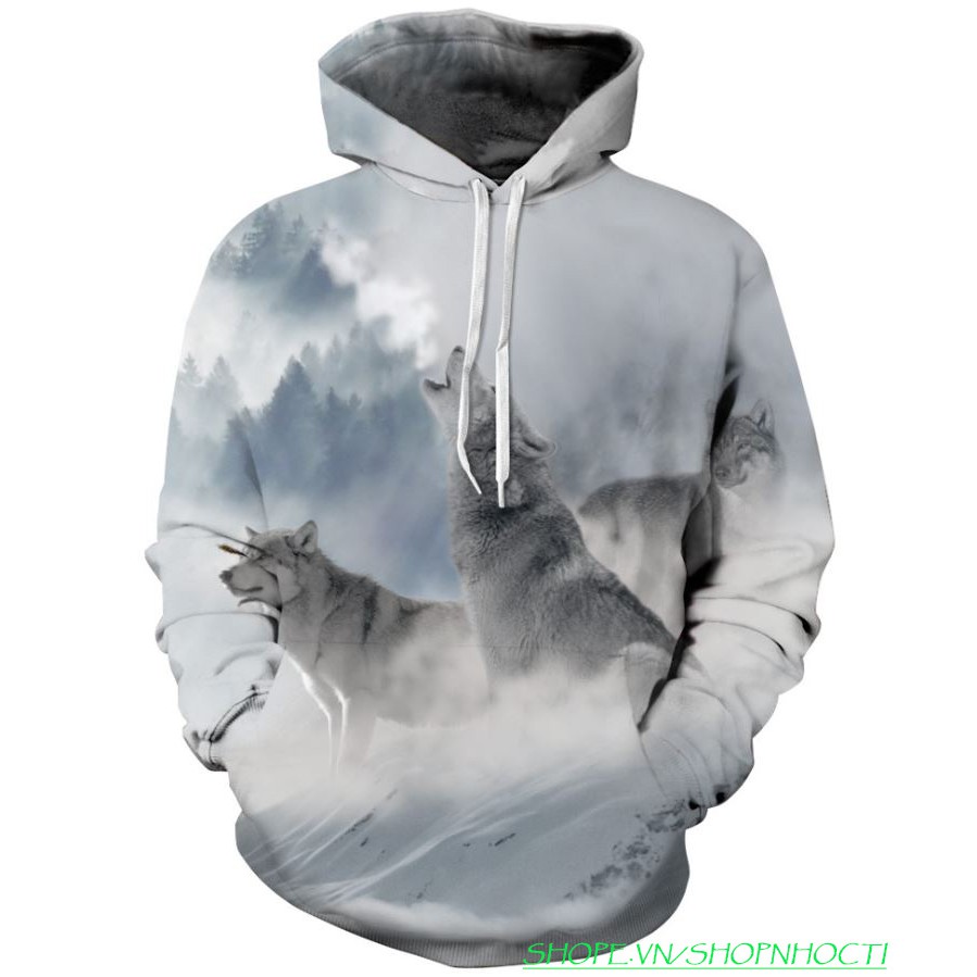 Áo Khoác Hoodie Sói Tuyết 3D