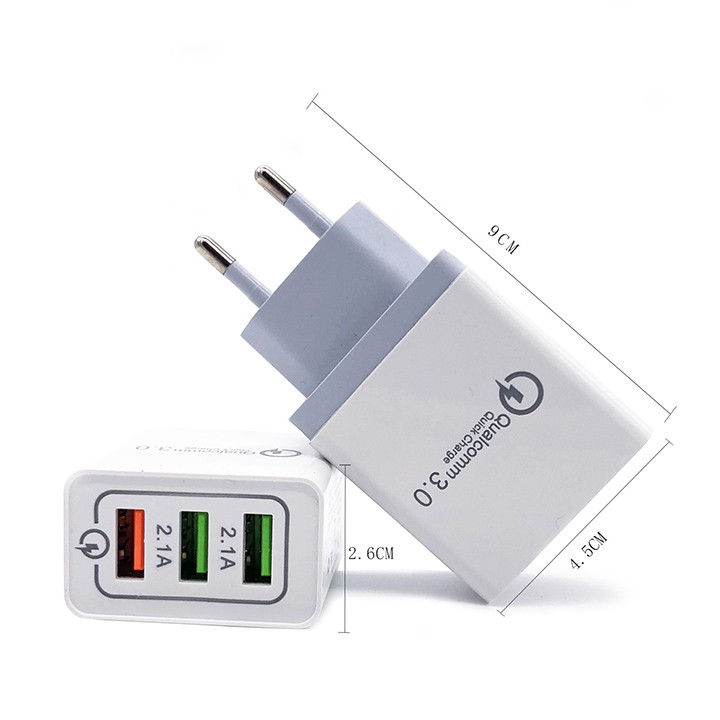 Củ sạc nhanh Qualcom QC 3.0 chính hãng Quick charge 3 cổng kèm dây sạc chuyên dụng cho mọi thiết bị youngcityshop 30.000