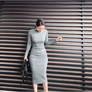 Đầm Body Tay Dài Thun Gân