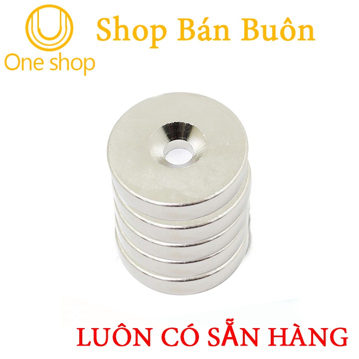 Bộ 5 Viên Nam Châm Đất Hiếm Tròn 15x3mm Có Lỗ 4mm Siêu Từ Tính