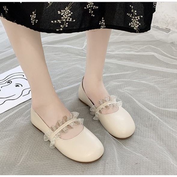 Giày búp bê mũi tròn đế bệt phong cách vintage Hàn quốc xinh xắn cho nữ - Mã GB45