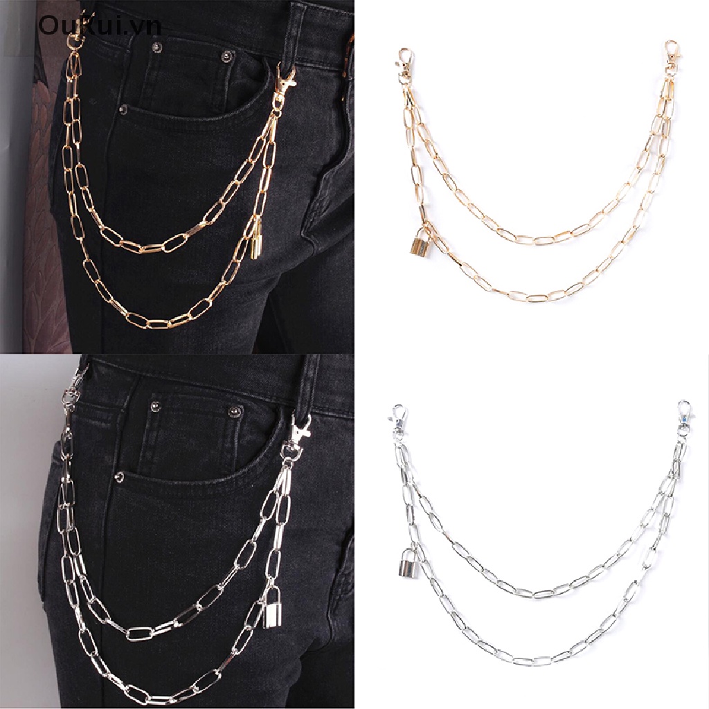 Dây Xích Hai Lớp Kèm Móc Khóa Phong Cách Hip Hop Thời Trang Cho Nam Và Nữ