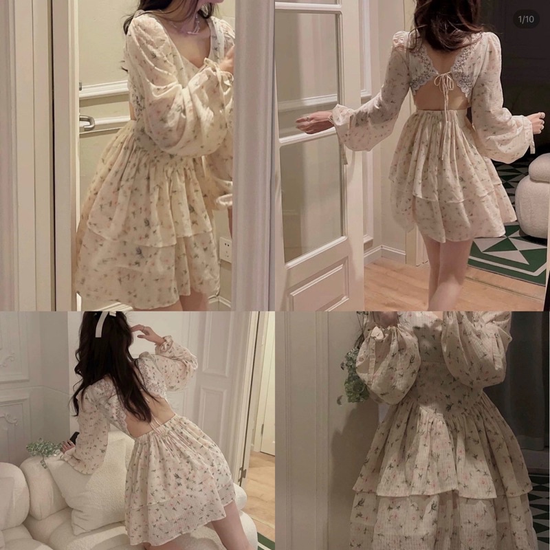ĐẦM HOA CUT OUT LƯNG