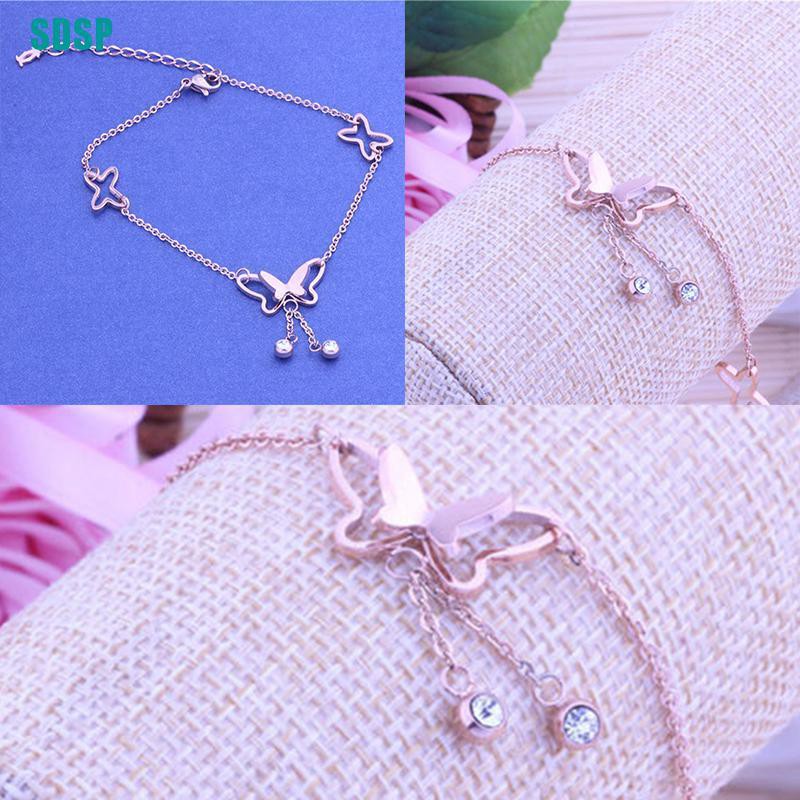 Lắc Chân Màu Vàng Hồng Đính Hình Bướm Xinh Xắn Thời Trang | BigBuy360 - bigbuy360.vn