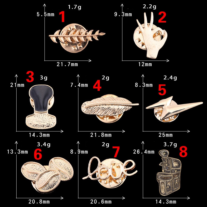 1 Piece Gold Color Alloy Love Letter Coffee Beans Machine Feather Pin Brooches