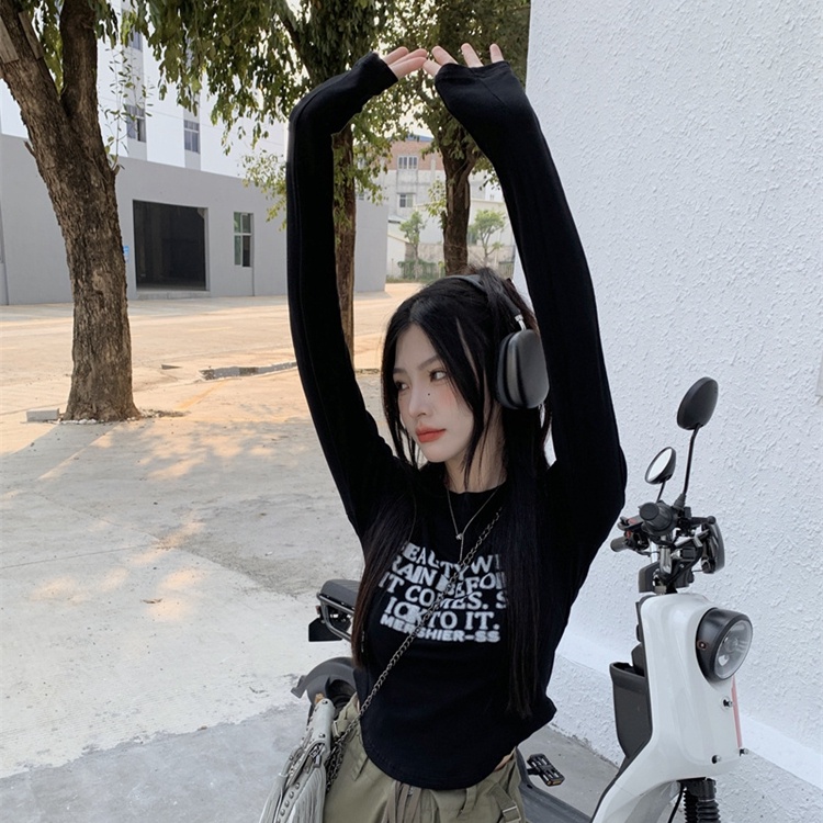 SUXI Áo Thun Tay Dài Cổ Tròn Dáng Ôm Thời Trang Mùa Thu Cho Nữ