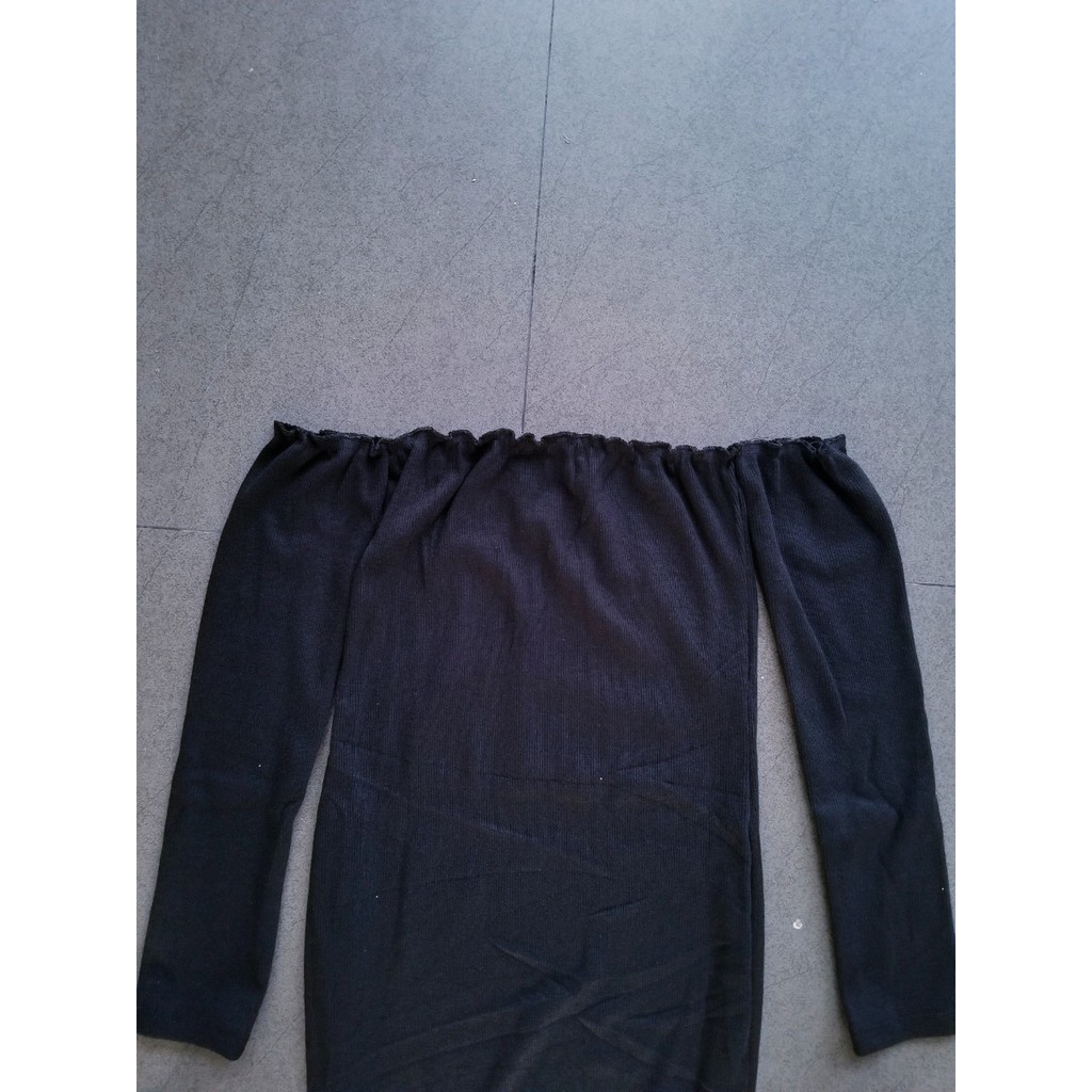 đầm trễ vai tay dài chất thun gân hàng vnxk bao đẹp | BigBuy360 - bigbuy360.vn